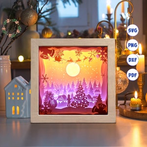 Cabana do Papai Noel 3D 1A, Caixa de Sombras Svg, Para Cricut, Para Silhouette, Modelo em Camadas, Arquivos de Corte de Papel