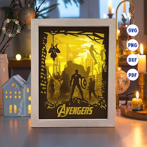 3D Superhelden 1, Shadow Box svg, für Cricut, für Silhouette, überlagerte Vorlage, Papierschnitt-Dateien