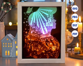 3D Ocean Shadow Box SVG: Layered Paper Cut Template