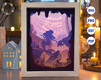 3D Ocean Shadow Box SVG: Ocean Layered Paper Cut Template (Digital Download)