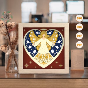 3D Angel 2, Shadow Box Svg, For Cricut, For Silhouette, Layered Template, Paper Cut Files