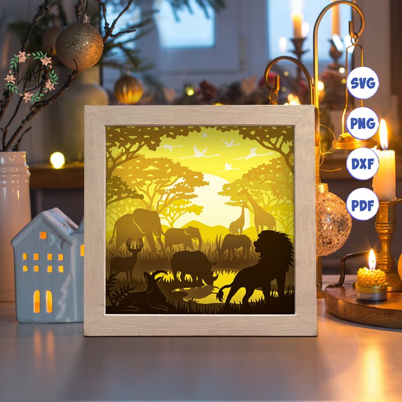 3D Africa Shadow Box SVG: Layered Landscape Template (digital Download ...