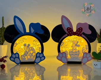 Pack 2 Mouse Easter Lantern SVG: Paper Cut Light Box (Digital Files)