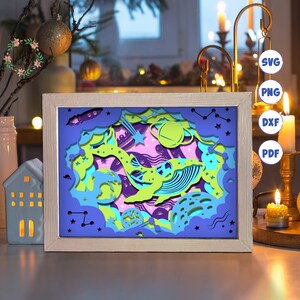 3D Whale 3, Shadow Box Svg, For Cricut, For Silhouette, Layered Template, Paper Cut Files