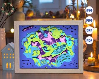 Whale Shadow Box 3D Svg ,whale 3D Svg ,whale 3D Box Svg ,whale Light ...
