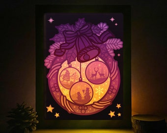 3D Christmas Shadow Box SVG: Layered Paper Cut Template