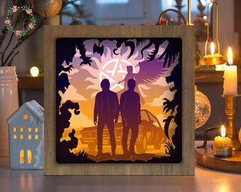 Supernatural Movie 3D Paper Cut Light Box, Papercut Lightbox, Shadow Box, Dream Lightbox, Dream Box, Night Light, Decoration Box