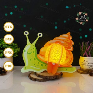Slak lantaarn papier gesneden, slak lantaarn svg, slak schaduwdoos, dierlijke silhouet lantaarn, dierlijke 3D-box, lichtbak Svg