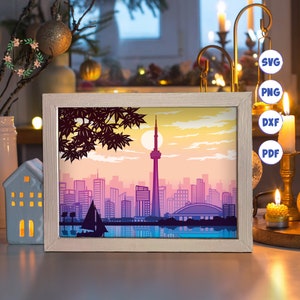Toronto 3D, Shadow Box SVG, per Cricut, per Silhouette, modello a strati, file di ritaglio cartaceo