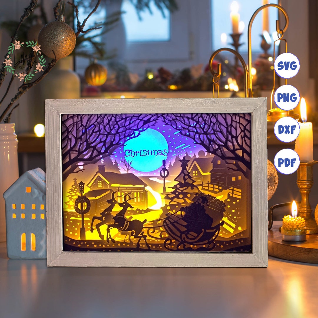 3D Christmas Shadow Box SVG: Layered Paper Cut Template (digital ...