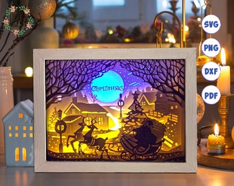 3D Christmas Shadow Box SVG: Layered Paper Cut Template (Digital Download)
