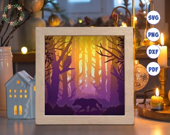 Owl Shadow Box SVG: Mall för lagerpappersklipp (digital nedladdning)