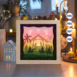 3D Holy Night, Shadow Box Svg, For Cricut, For Silhouette, Layered Template, Paper Cut Files File