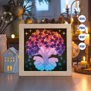 3D Autism, Shadow Box Svg, For Cricut, For Silhouette, Layered Template, Paper Cut Files