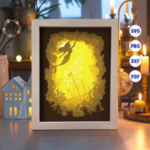 3D Ocean 5, Shadow Box Svg, For Cricut, For Silhouette, Layered Template, Paper Cut Files