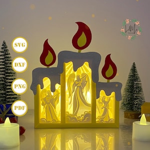Engel Candle Box Laterne Papierschnitt, Weihnachtslaterne svg, Weihnachten Shadow Box, Weihnachtssilhouette Laterne, Candle Box 3d Box, Light Box svg