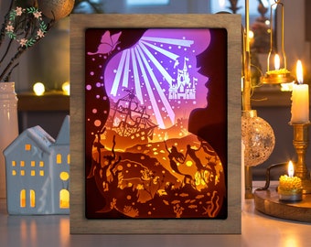 Ocean 7 - Paper Cut Light Box - Shadow Box - 3D Papercut Lightbox - DIY