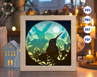 3D Hummingbird Shadow Box SVG: Layered Paper Cut Template (Digital Download)
