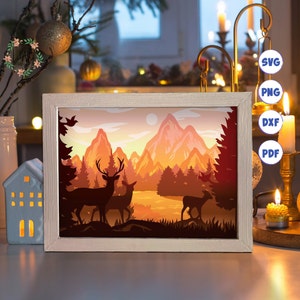 Papercut Light Boxes - The Deer in The Deep Forest At Night – VibesGenius