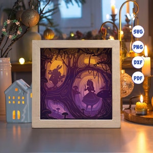 3D Alice, Shadow Box svg, für Cricut, für Silhouette, überlagerte Vorlage, Papierschnitt-Dateien