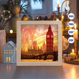 3D London 2, Svg Shadow Box, pour Cricut, pour la Silhouette, modèle en couches, fichier de fichiers papier découpé