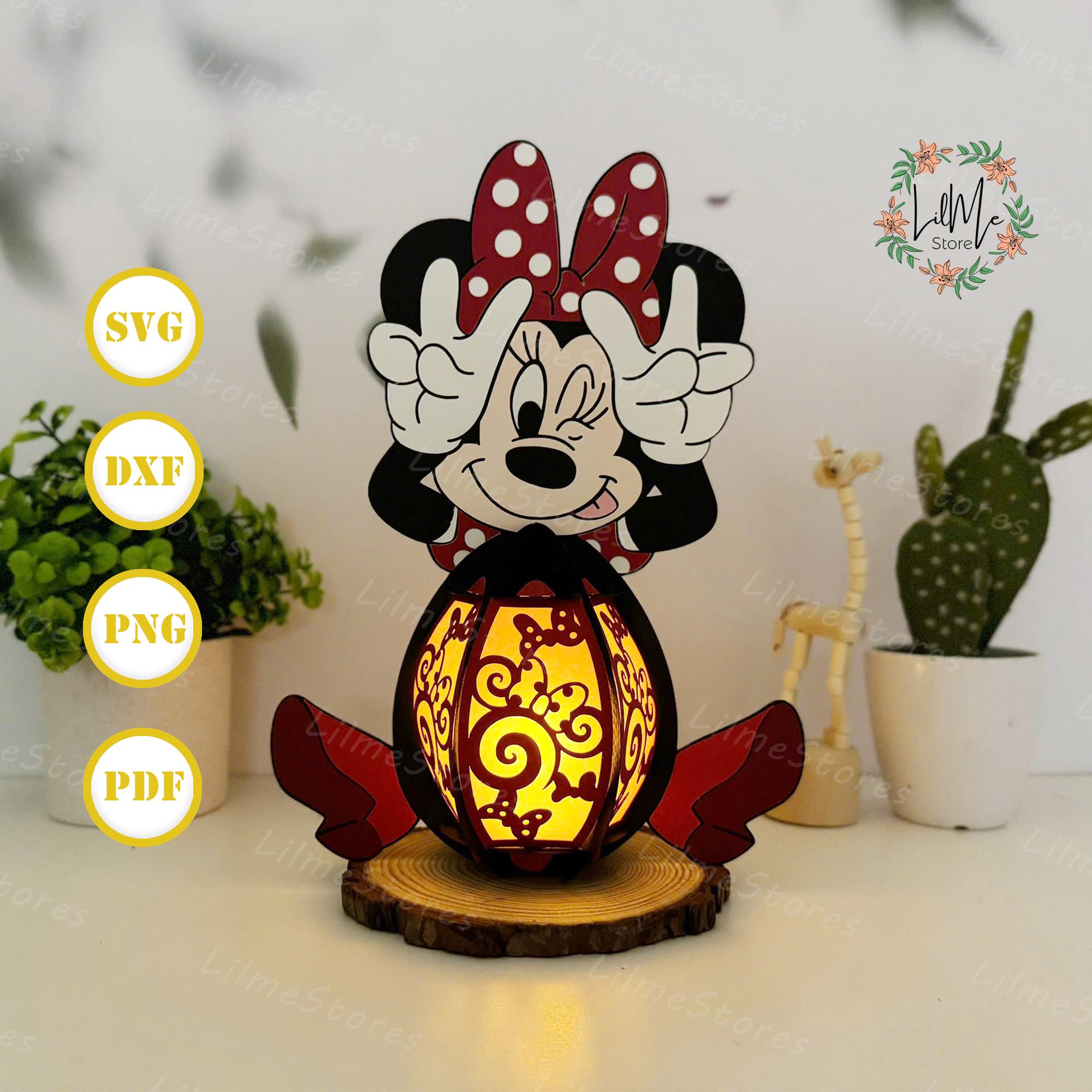 Mouse Lantern Paper Cut, Mouse Lantern svg, Mouse Shadow Box, Cartoon Silhouette Lantern, Cartoon 3d Box, Light Box Svg 2