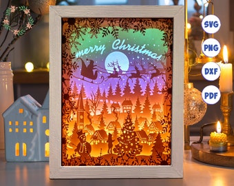 3D Christmas Shadow Box SVG: Layered Paper Cut File (Digital Download)