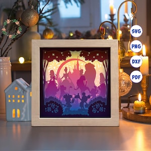 Personnages 3D carrés, Shadow Box Svg, pour Cricut, pour la silhouette, modèle en couches, fichiers papier découpé