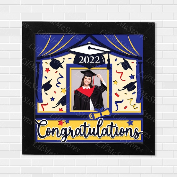 Graduation Paper Cut Light Box Template, 3D Shadow Box SVG Files, Shadow Box Paper Cut, Light Box SVG, 3D Papercut Light Box SVG File