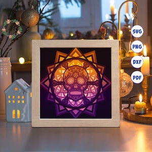 3D Skull Mandala, Shadow Box Svg, For Cricut, For Silhouette, Layered Template, Paper Cut Files