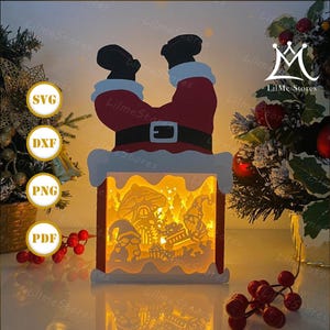 Christmas Gnome 3 Santa Box Christmas Lantern SVG for Cricut Projects DIY, Santa Box Lamp For Christmas Decor, Christmas Shadow Box