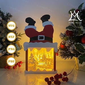 Kerstman doos kerstlantaarn papier knippen, kerst lantaarn svg, xmas schaduw doos, kerst silhouet lantaarn, kerstman doos 3D-doos, lichtbak Svg