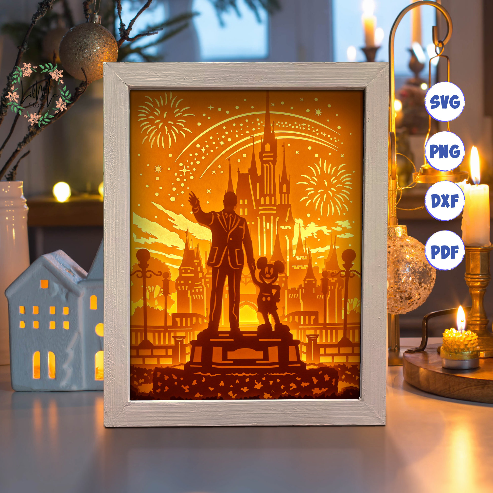 3D 城花火シャドーボックス SVG: レイヤードペーパーカット