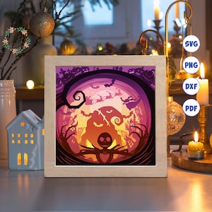 3D-Albtraum 3A, Schattenbox-Svg, für Cricut, für Silhouette, Schichtvorlage, Papierschnittdateien