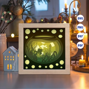 Aquarium 3D, Svg Shadow Box, pour Cricut, silhouette, modèle en couches, fichiers papier découpé