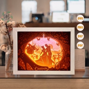 3D Cinderella 5, Shadow Box Svg, For Cricut, For Silhouette, Layered Template, Paper Cut Files