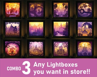 Combo 3 custom Papercut Lightbox Templates: Shadow Box SVG Combo (Digital Download)