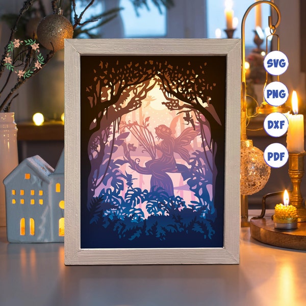 Fairy 1 Paper Cut Light Box Template, 3D Shadow Box SVG Files, Shadow Box Paper Cut, Light Box SVG, 3D Papercut Light Box SVG File