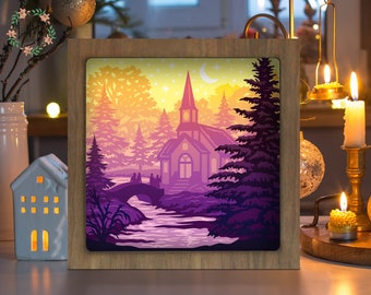 Christmas In The Forest 3D Paper Cut Light Box, Shadow Box, Night Light Bedroom, Shadow Box Gift, Gift For Her, Gift For Him, Birthday Gift