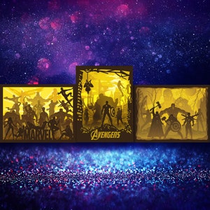 Super Heroes Papierschnitt Licht Box Vorlage Dateien, Schattenbox svg, Schattenbox, 3D Papierschnitt Lightbox svg Datei diy, Cricut svg, Silhouette svg