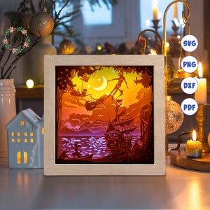 3D The Boy Can Fly 1 Quadrat, Schattenbox svg, für Cricut, für Silhouette, überlagerte Vorlage, Papierschnittdateien