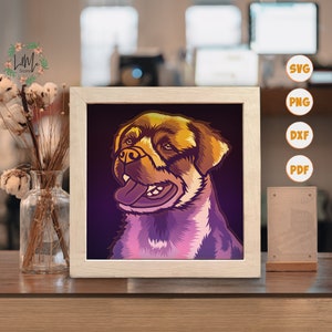 3D Rottweiler, Shadow Box Svg, For Cricut, For Silhouette, Layered Template, Paper Cut Files