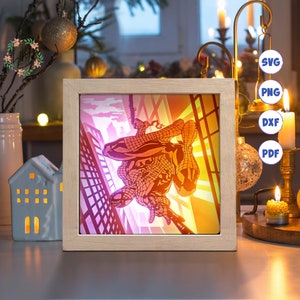 Spider 3D 1, Svg Shadow Box, pour Cricut, pour la silhouette, modèle en couches, fichiers papier découpé