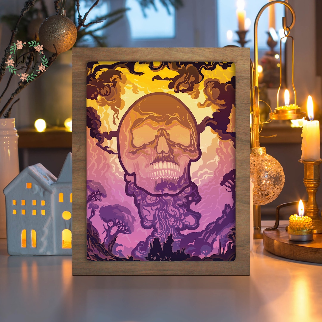 Halloween 43 3D Paper Cut Light Box, Papercut Lightbox, Shadow Box