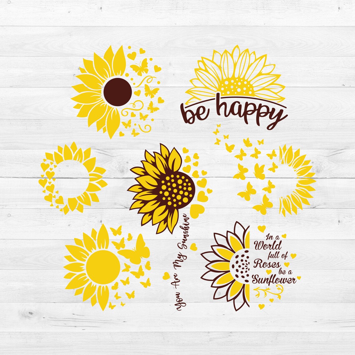 Sunflower Svg Eps Png Dxf Vector Cutting Files For Cricut | Etsy