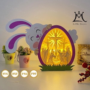 Jesus Easter Egg Box Paper Cut, Egg Box svg, Easter Shadow Box, Easter Silhouette Lantern, Easter 3d Box, Light Box Svg 2