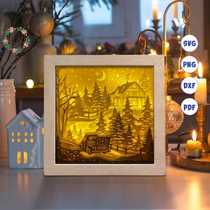 Natale 3D 21A, Shadow Box SVG, per Cricut, per Silhouette, modello a strati, file di ritaglio cartaceo