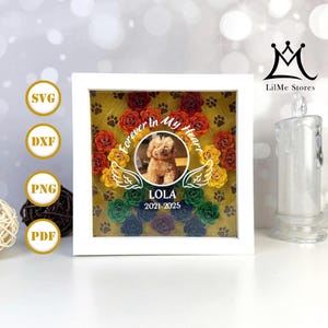 3D Flower Shadow Box Custom Paw Pet Memorial, Shadow Box Svg, voor Cricut, voor Silhouette, gelaagde sjabloon, papier gesneden bestanden
