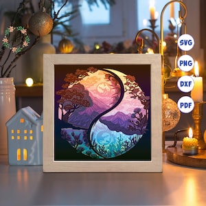 3D Yin Yang 3, Svg Shadow Box, pour Cricut, pour Silhouette, modèle en couches, fichiers papier découpé