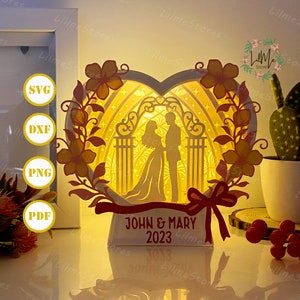 Caja de amor personalizable para San Valentín 2 (corte de papel), linterna de corazón (SVG), caja de sombra de corazón, linterna de silueta de San Valentín, caja de amor 3D